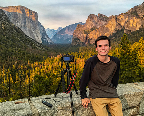 Photographing a sunset in Yosemite National Park, California.